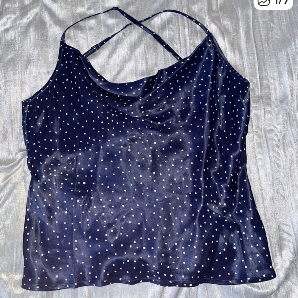 Conditions Apply Navy Polka Dot Tank Top